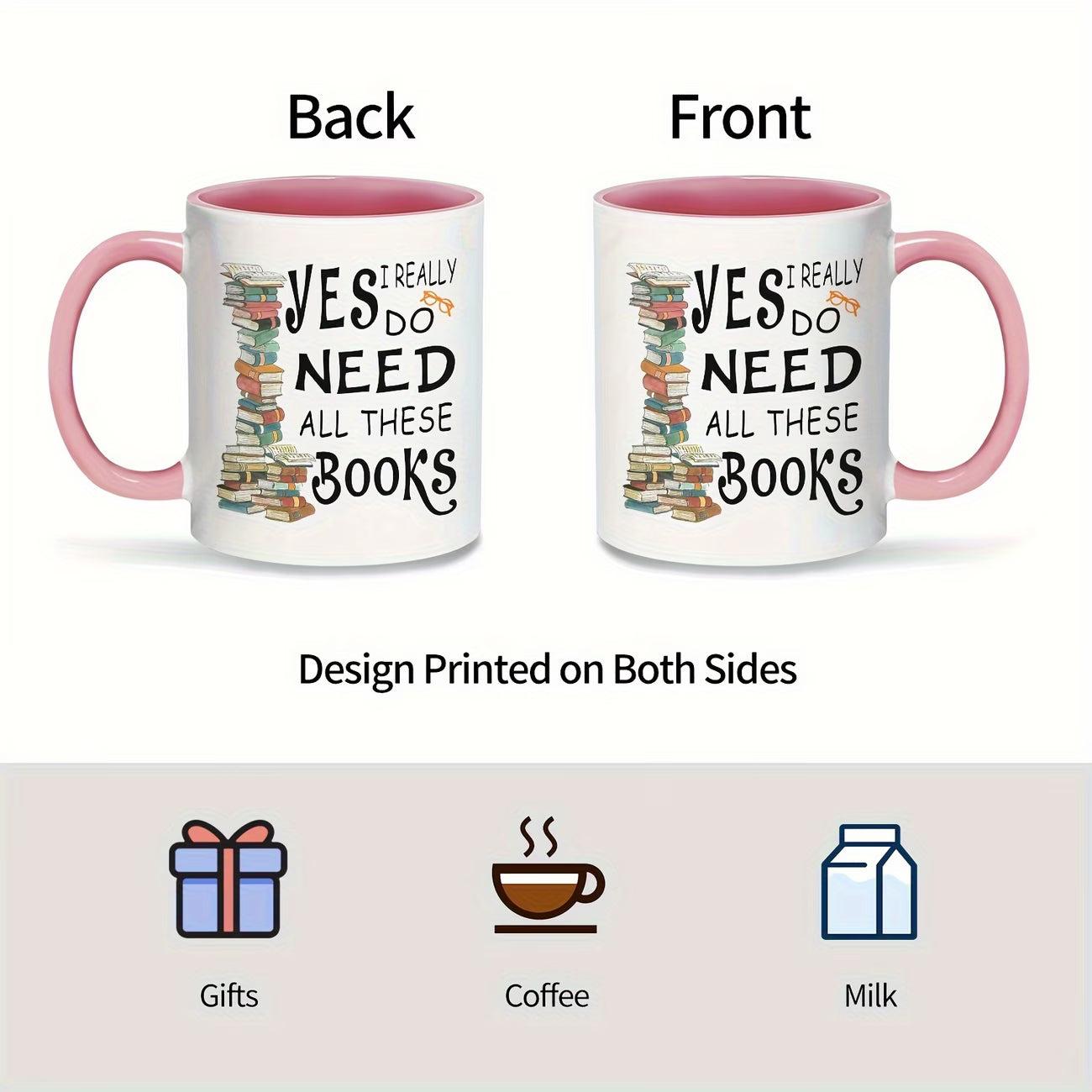 Book Lover Coffee Mug | "Yes I Really Do Need All These Books"