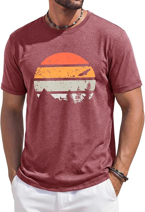 Men's Beach Graphic Crew Neck T-Shirt