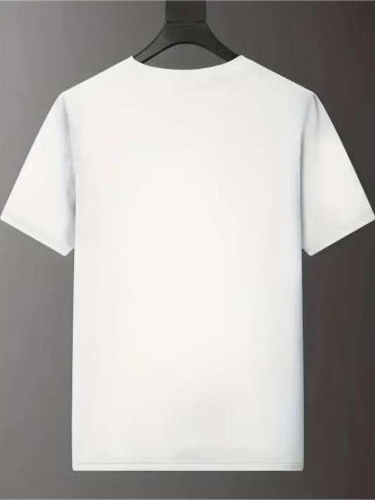 Summer T-Shirt for Men Casual Short Sleeve Round Neck Top | Dino Game & Cactus Desert Print