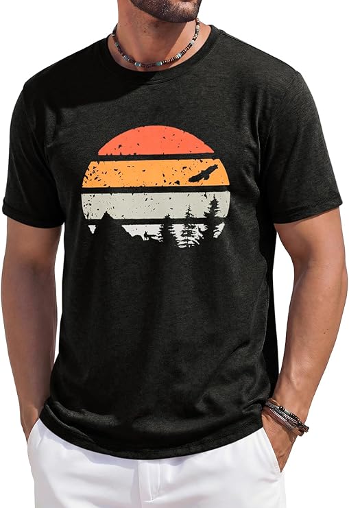 Men's Beach Graphic Crew Neck T-Shirt