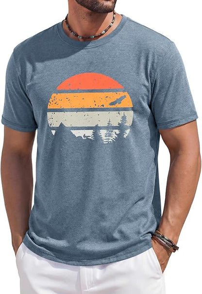 Men's Beach Graphic Crew Neck T-Shirt