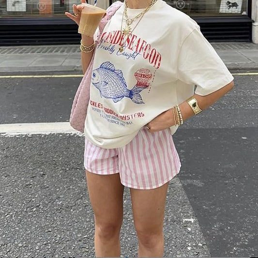 Womens Y2k Fruit Graphic Print Oversized T Shirts Summer Vintage Aesthetic Baggy Tees Tops Teen Girl Clothes