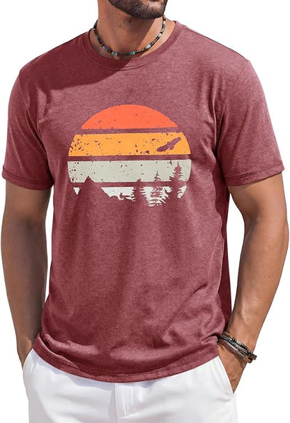 Men's Beach Graphic Crew Neck T-Shirt