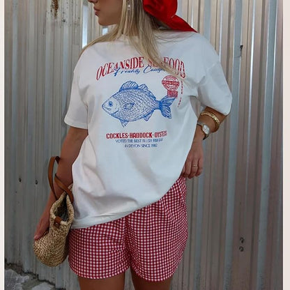 Womens Y2k Fruit Graphic Print Oversized T Shirts Summer Vintage Aesthetic Baggy Tees Tops Teen Girl Clothes