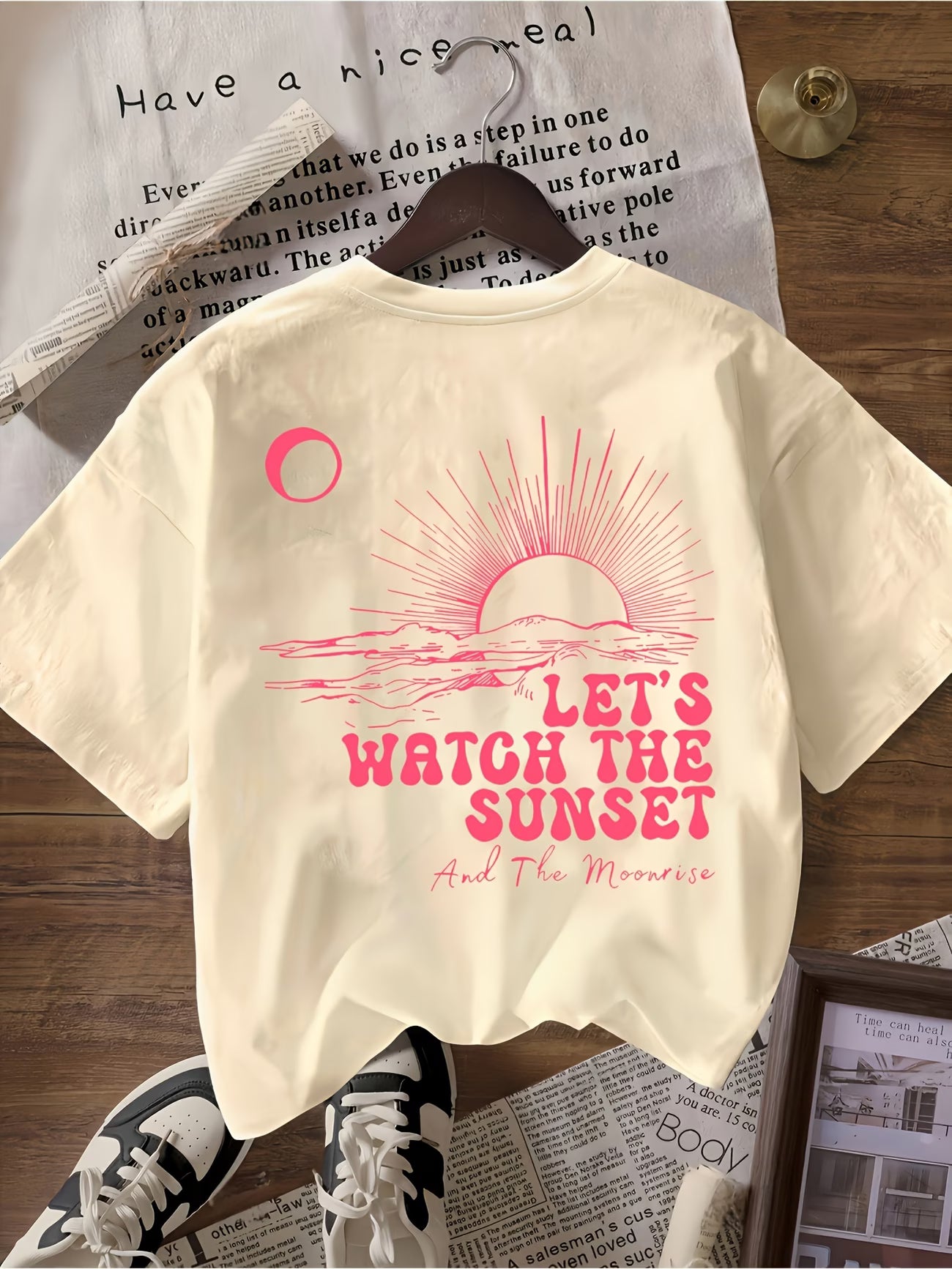 Sunset Printed T-Shirt for Women | Round Neck