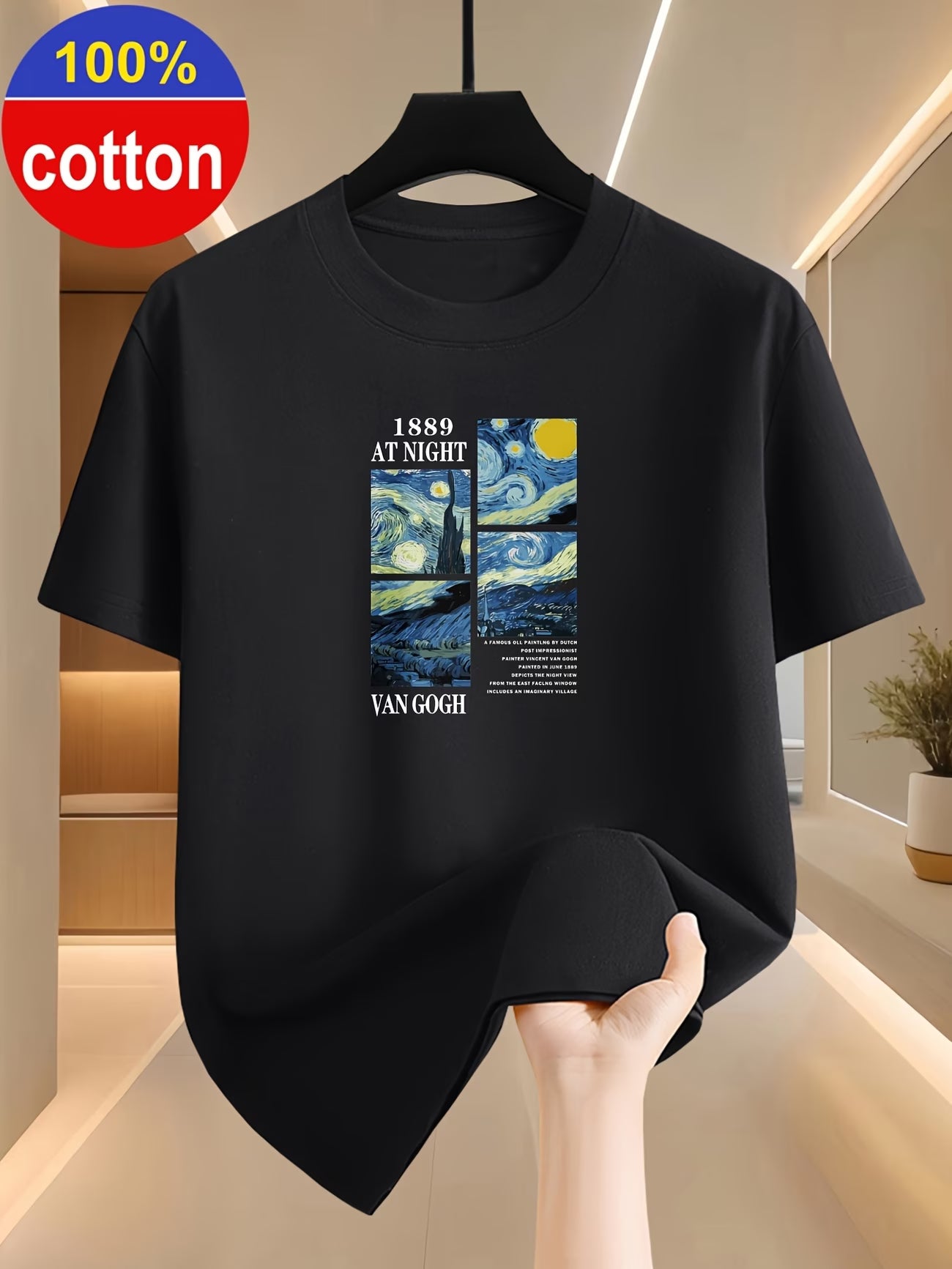 Artistic Oil Painting Print T-Shirt for Men | 100% Cotton