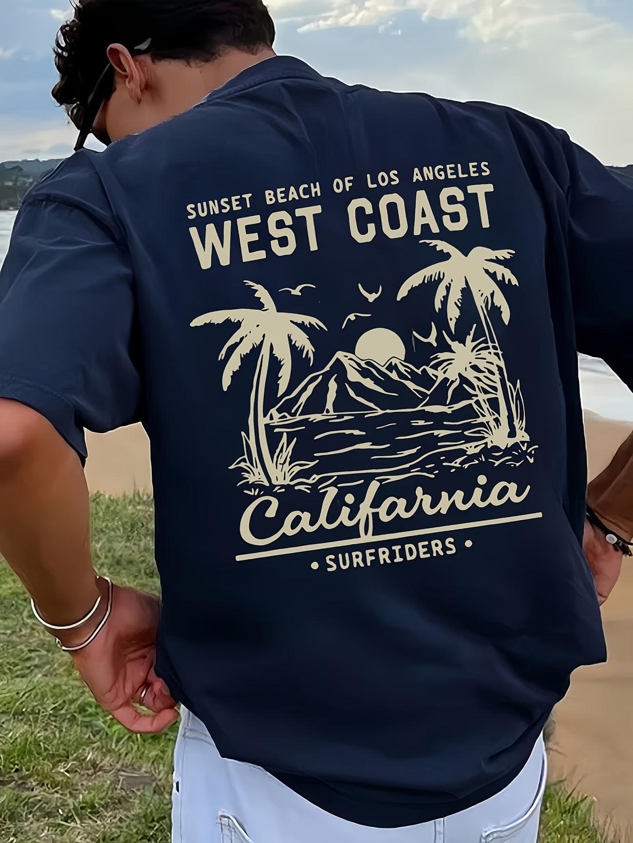 West Coast California Print T-Shirt for Men | 100% Cotton