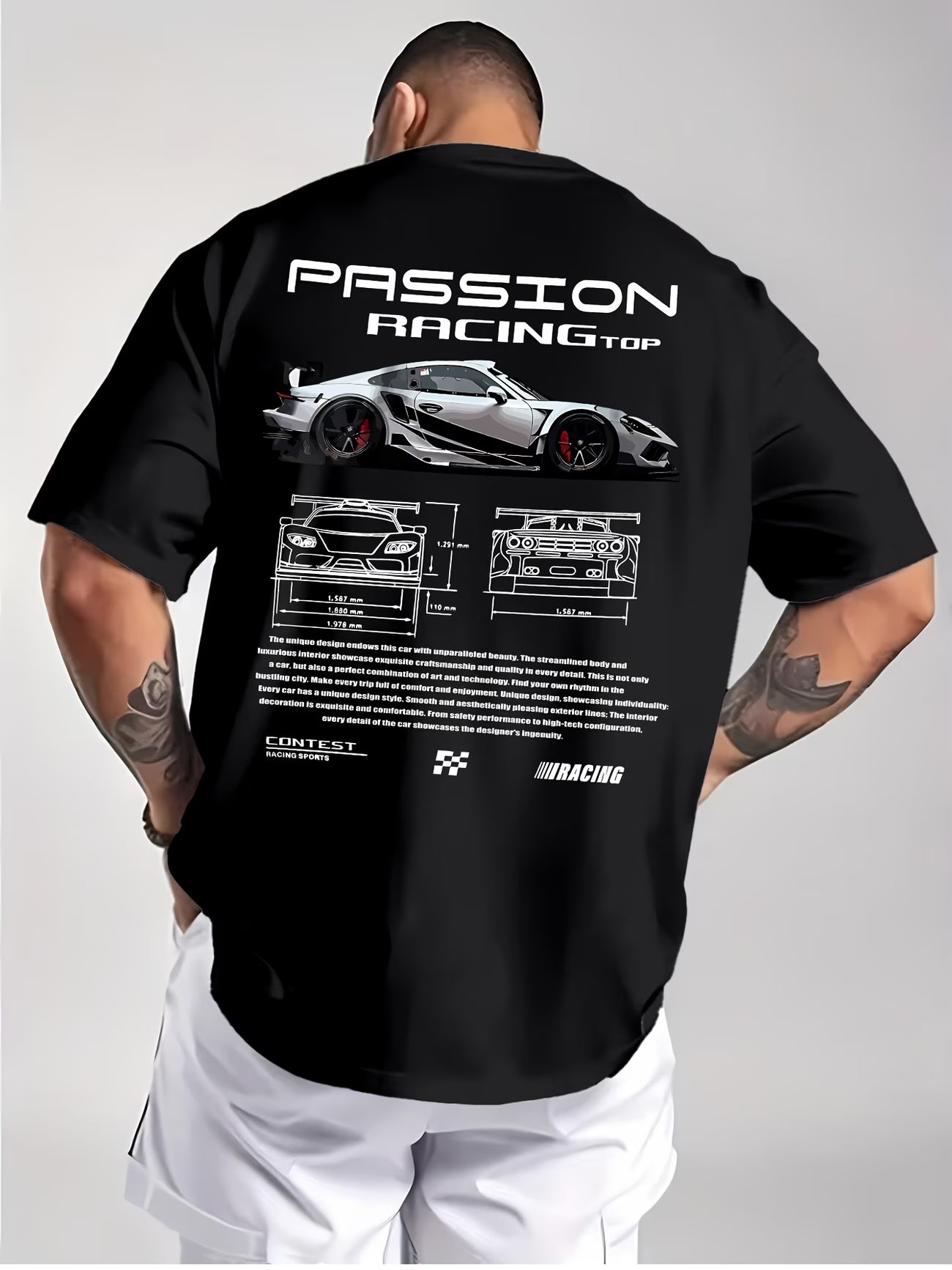 Passion Racing Print T-Shirt | Men's Round Neck Short Sleeve Casual Tee