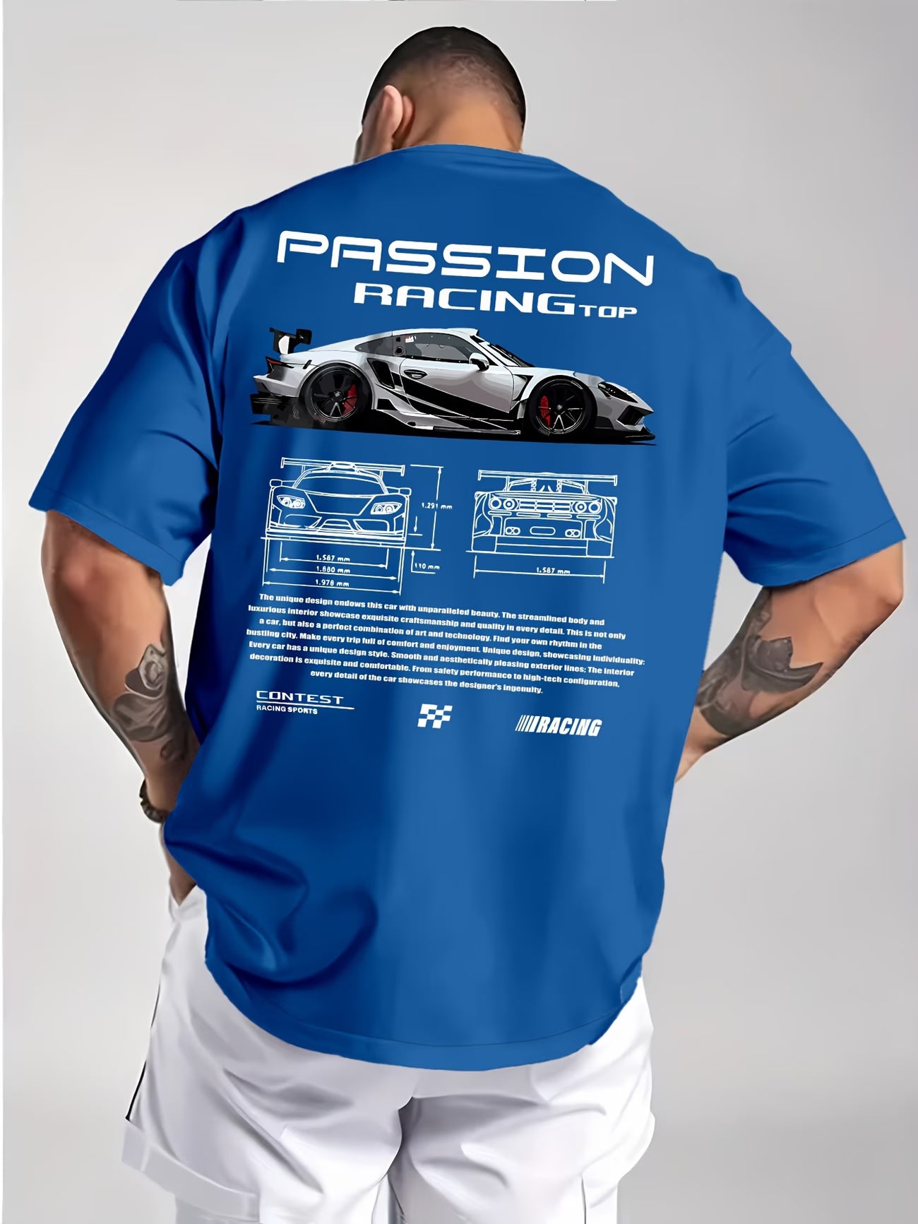 Passion Racing Print T-Shirt | Men's Round Neck Short Sleeve Casual Tee