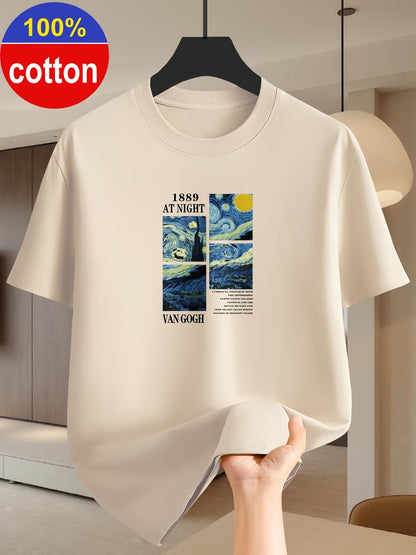 Artistic Oil Painting Print T-Shirt for Men | 100% Cotton