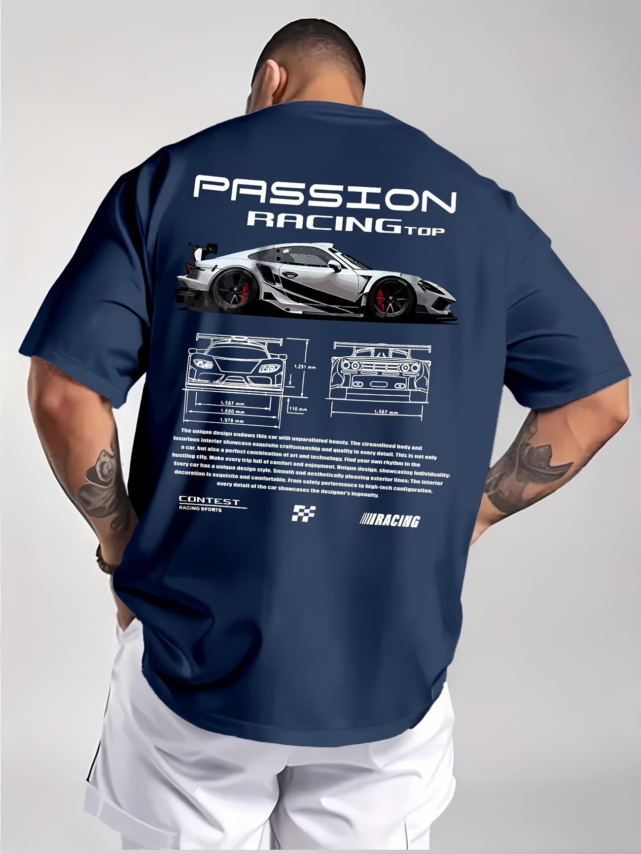 Passion Racing Print T-Shirt | Men's Round Neck Short Sleeve Casual Tee