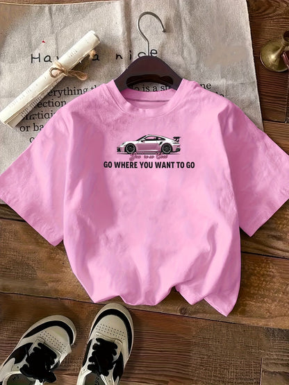 Freedom Car Print T-Shirt | Women's Short Sleeve Graphic Tee