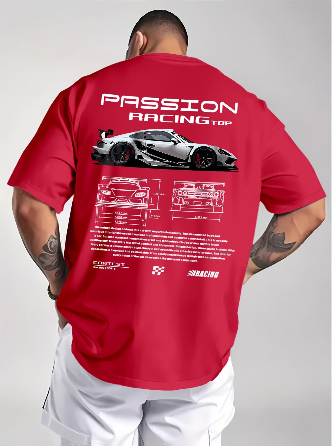Passion Racing Print T-Shirt | Men's Round Neck Short Sleeve Casual Tee