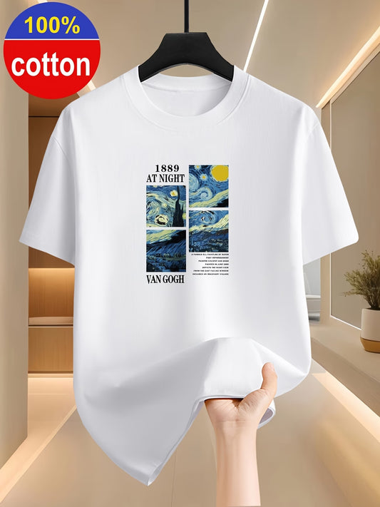 Artistic Oil Painting Print T-Shirt for Men | 100% Cotton