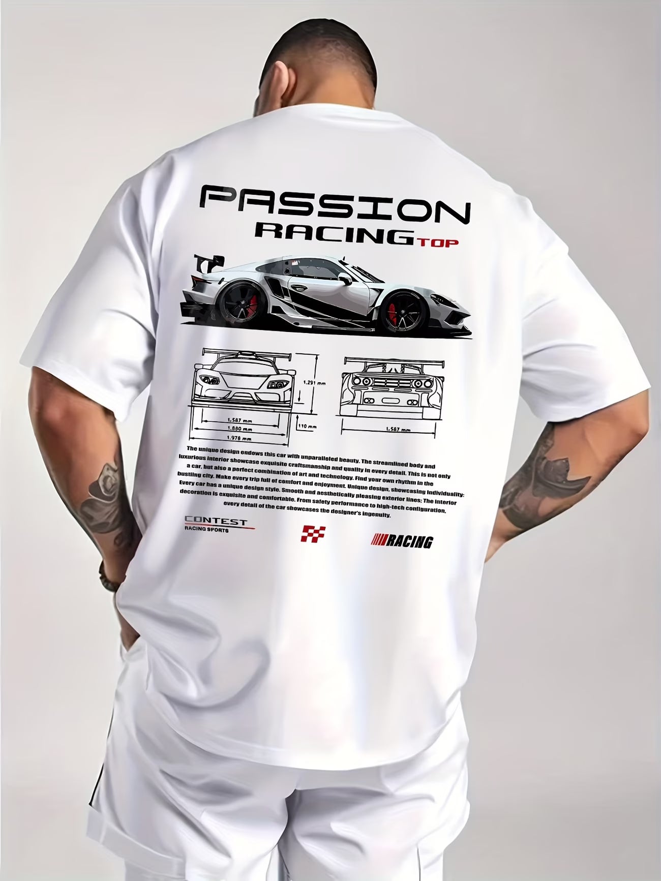 Passion Racing Print T-Shirt | Men's Round Neck Short Sleeve Casual Tee