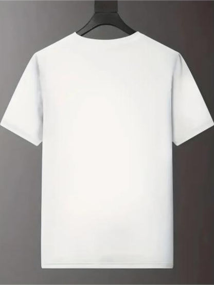 Summer T-Shirt for Men Casual Short Sleeve Round Neck Top | Dino Game & Cactus Desert Print